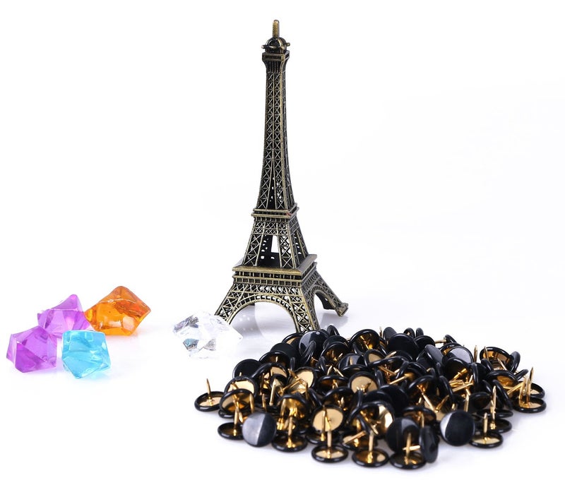 PTC Office 120PCS Steel Thumbtacks Drawing Pins Plastic Round Head Thumb Tacks 10mm/0.39 Inch Dia (Black) - Image 2